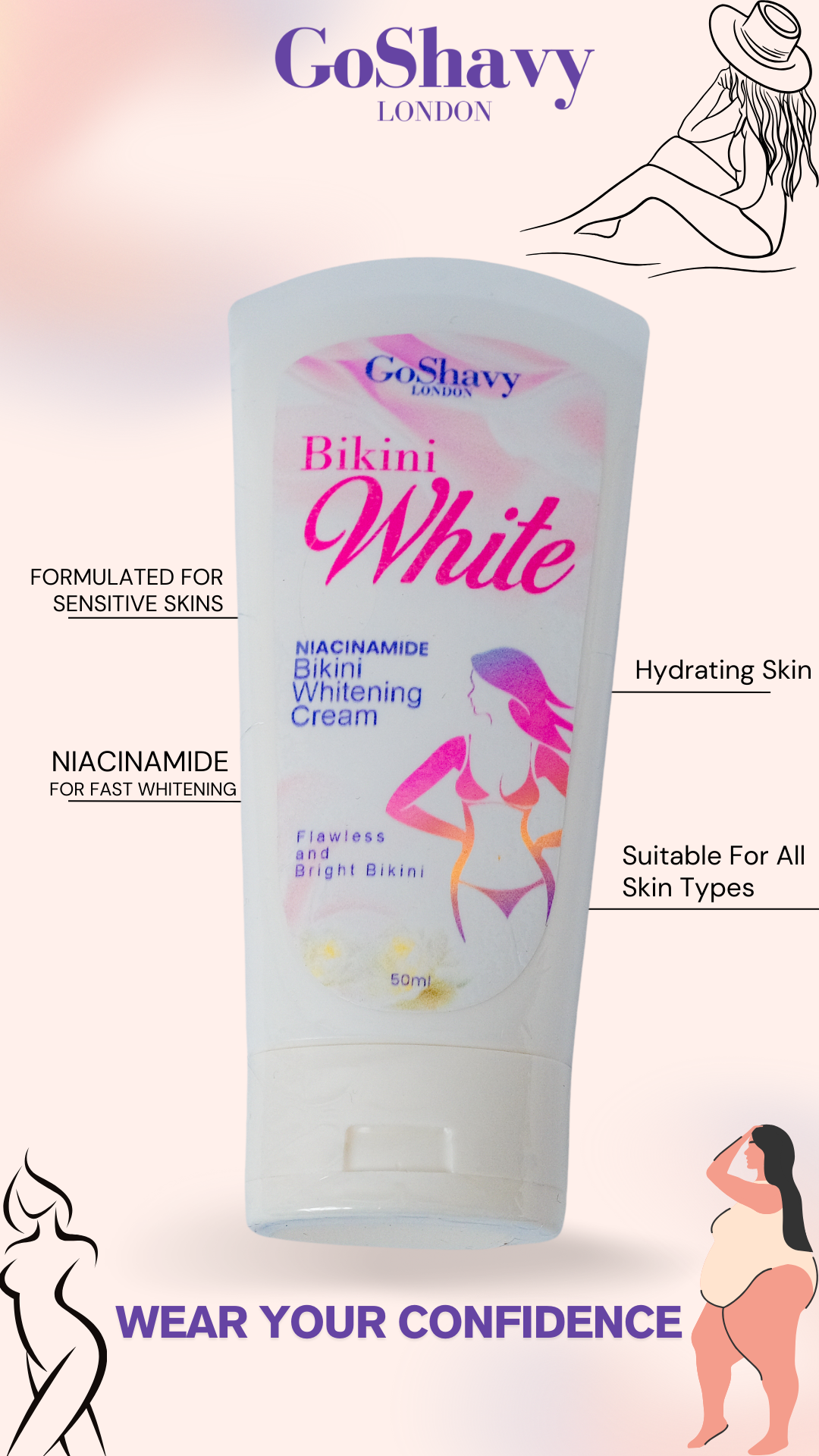 Goshavy London Bikini and butt Whitener with Niacinamide